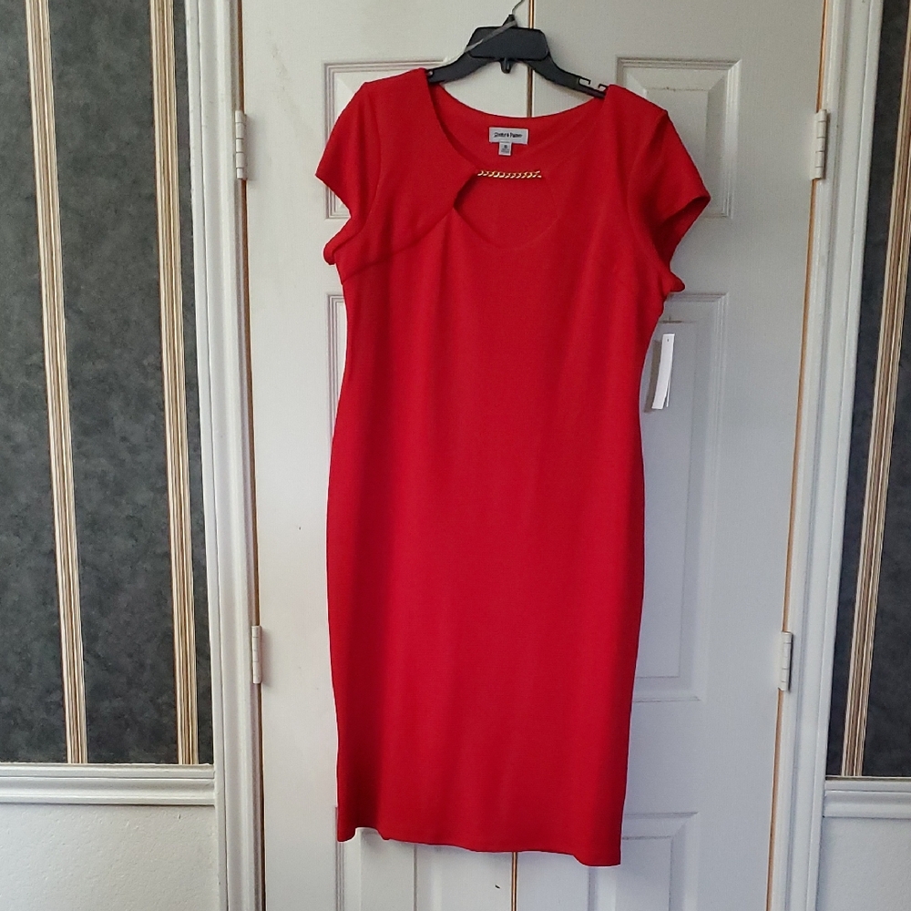 Connected Apparel Red Midi Dress